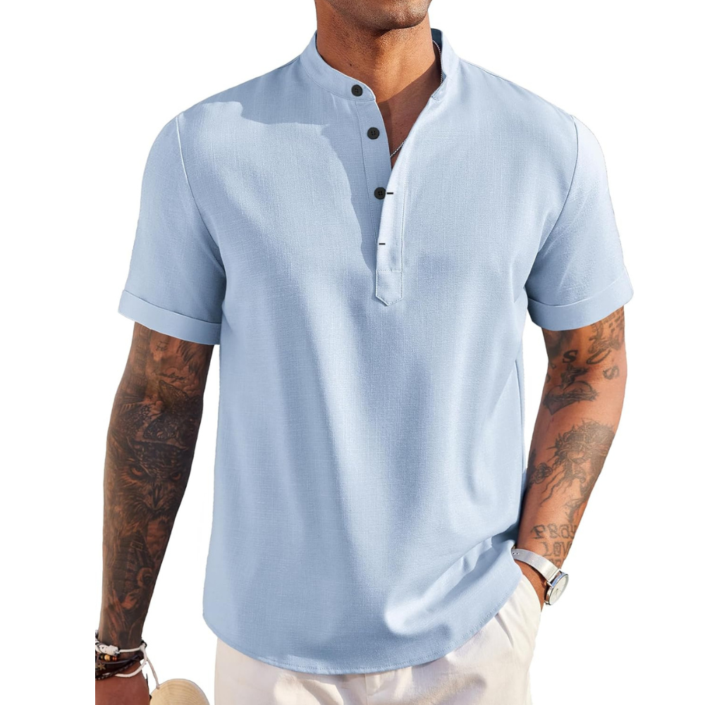 Linen Henley Shirt Casual Summer Beach T Shirts
