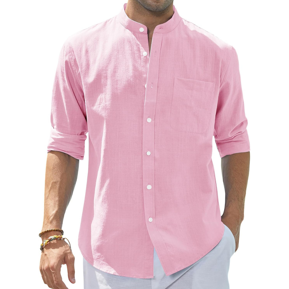 Casual Button Down Linen Shirt for Men