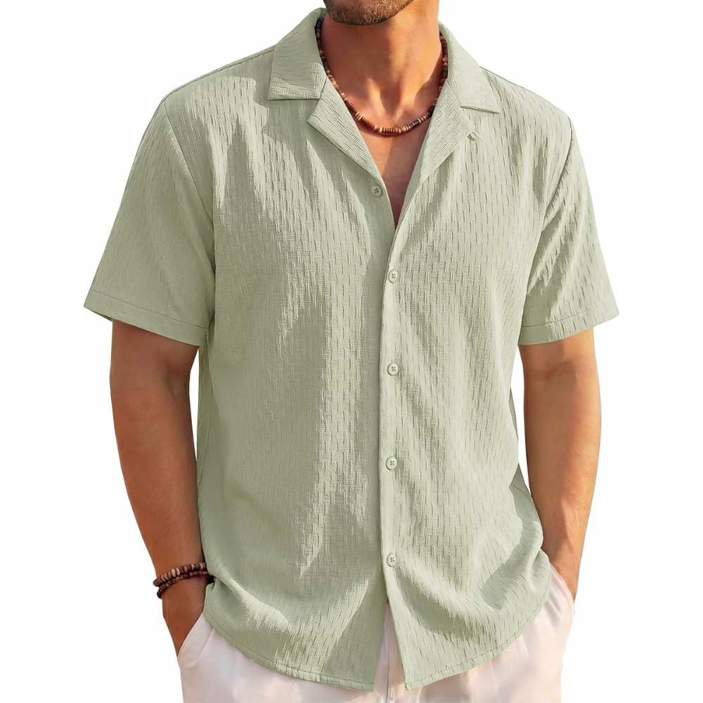 Lightweight Textured Beach Shirt For Summer