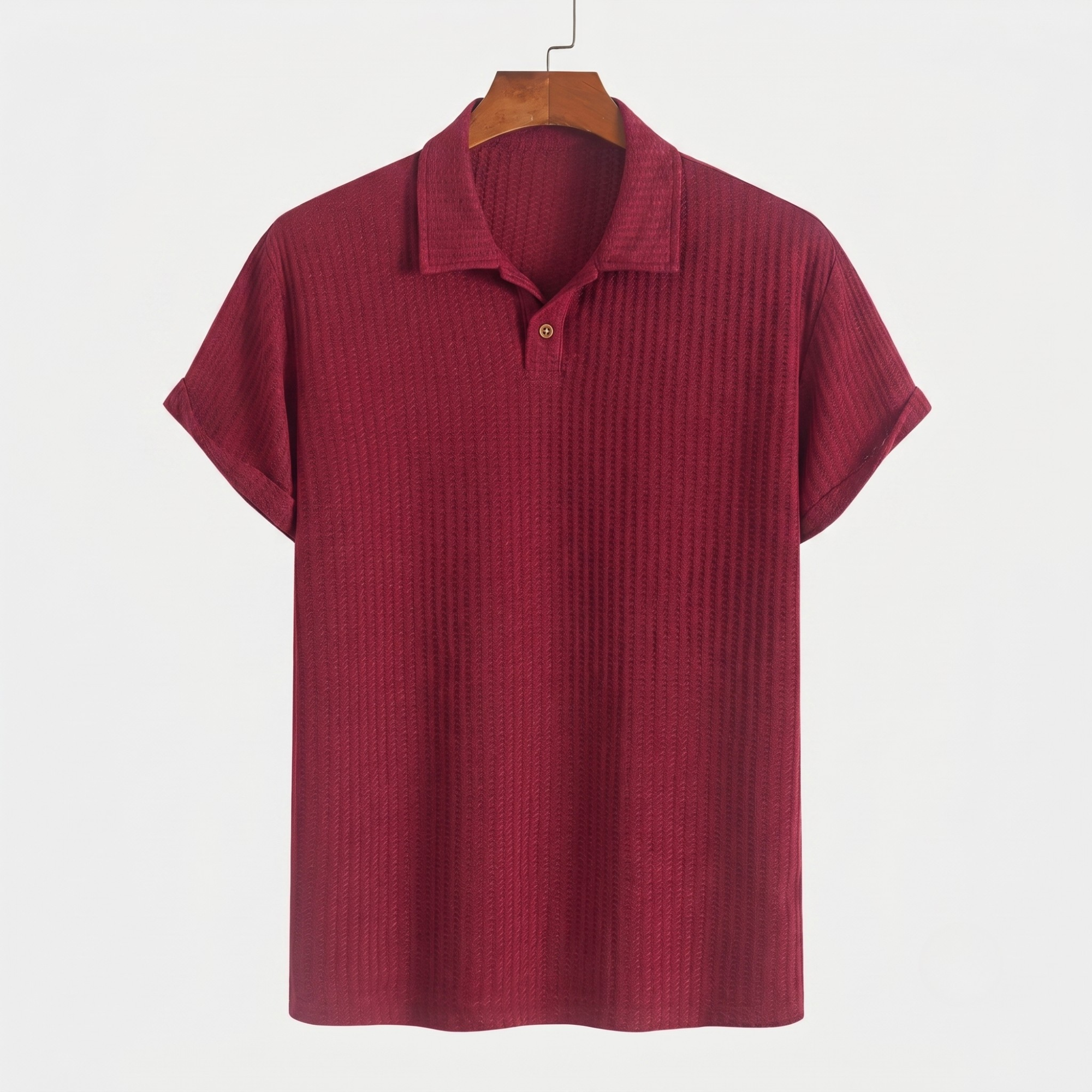 Plain Jacquard Knit Polo Shirt Regular Fit
