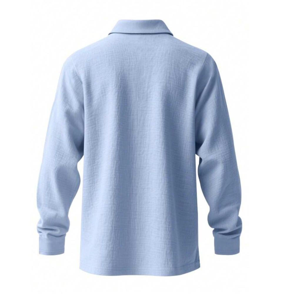 Linen Long Sleeve Polo Shirt For Spring