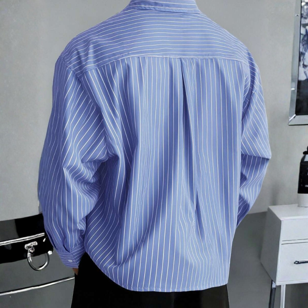 Vertical Striped Long Sleeve Casual Shirt For Men