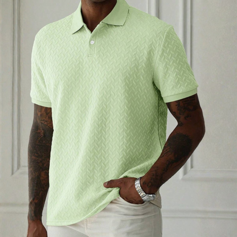 Textured Short Sleeve Polo Shirt For Men