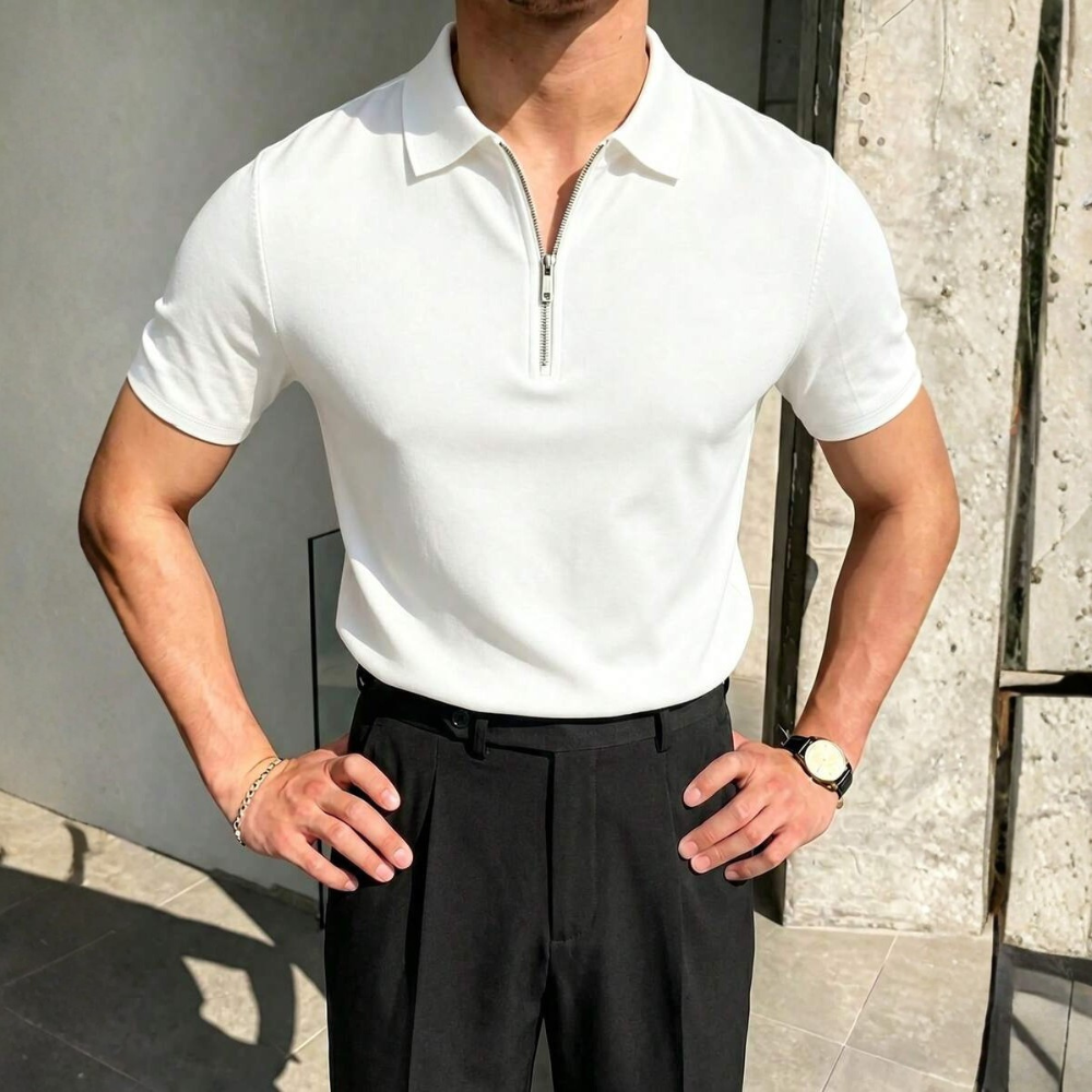 Half Placket Casual Commute Short Sleeve Polo Shirt