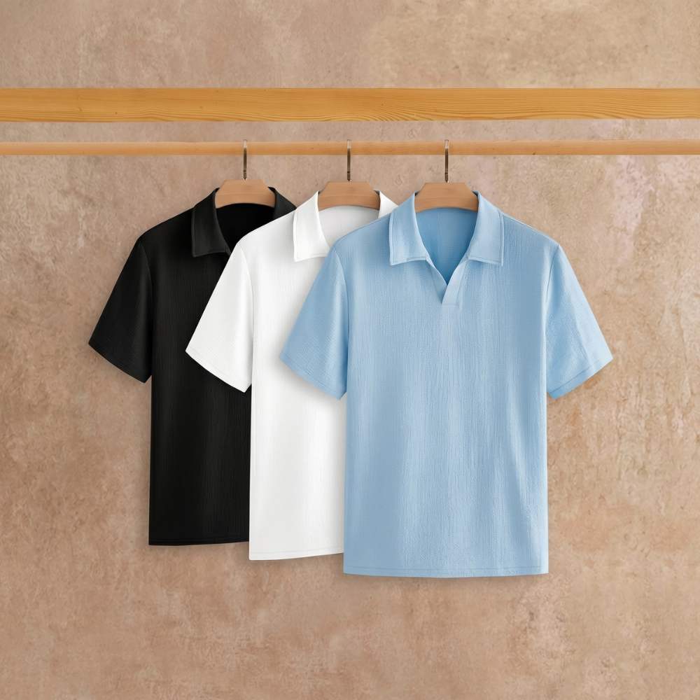 Minimalist Short Sleeve Polo Shirt Set For Men