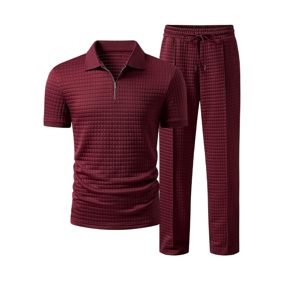 Casual Loungewear Pants Polo Tshirt Set For Men