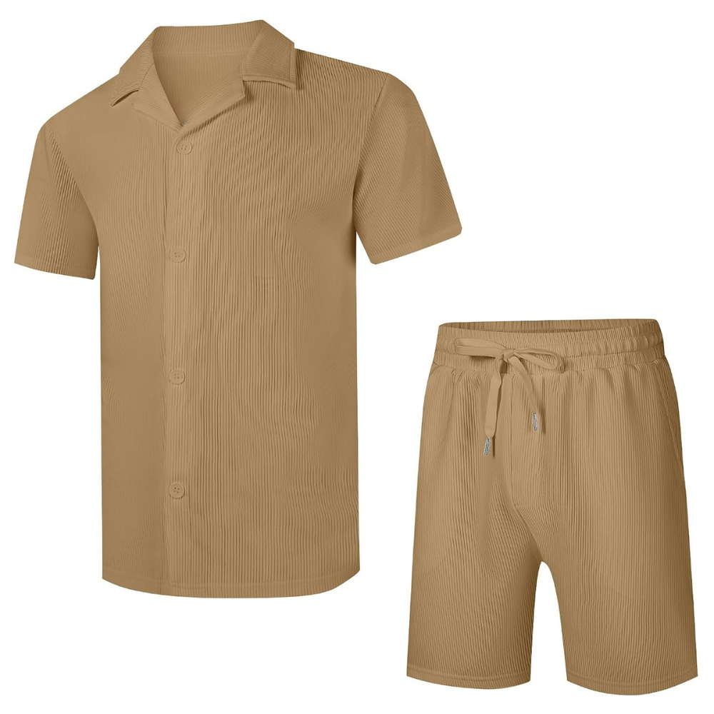 Casual Summer Beach Shorts and Shirt Set Men
