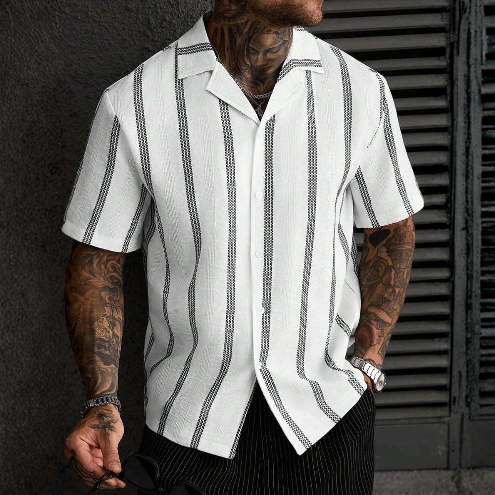 Casual Knit Jacquard Versatile Loose Shirt For Men