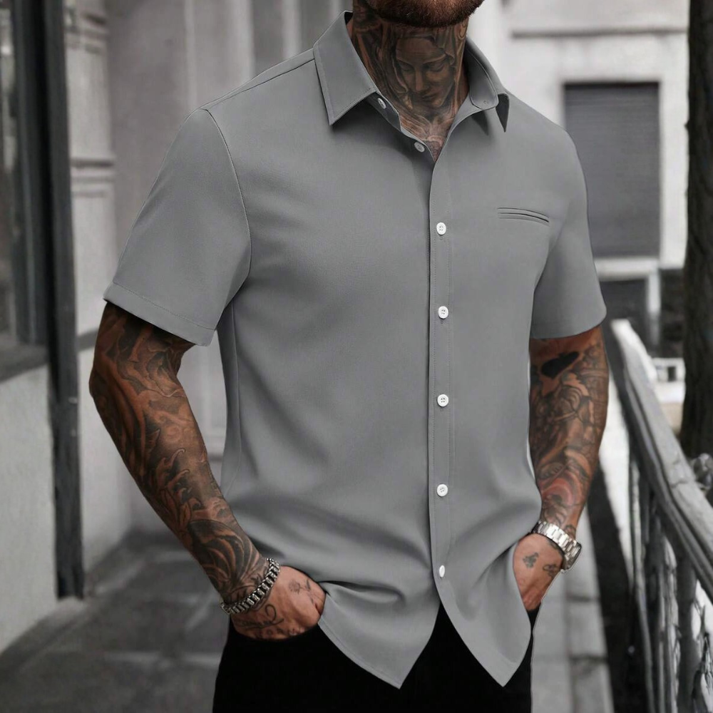 Casual Business Short Sleeve Formal Office Daily Work Shirt For Men
