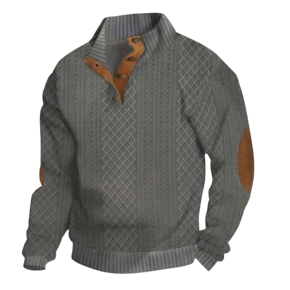 Casual Sports Knitted Sweatshirt With Button Detail For Men