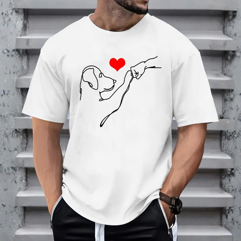 Casual And Versatile Short Sleeve Dog Printed T Shirt