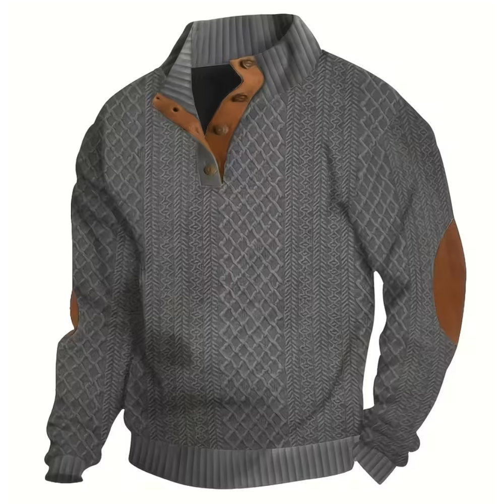 Casual Button Up Stand Collar Long Sleeve Outdoor Henley Shirt For Men