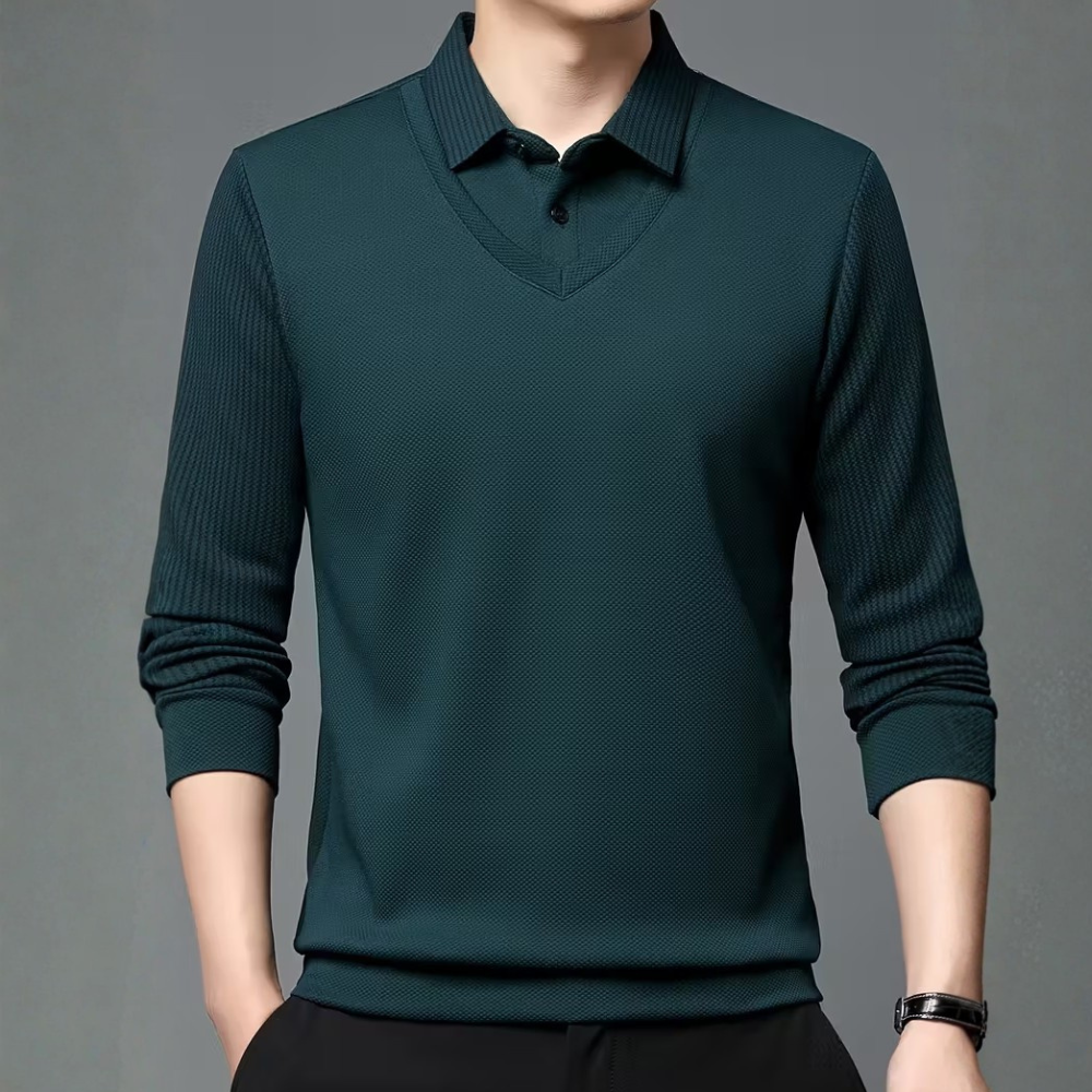 Layered Long Sleeve Shirt With Lapel For Men