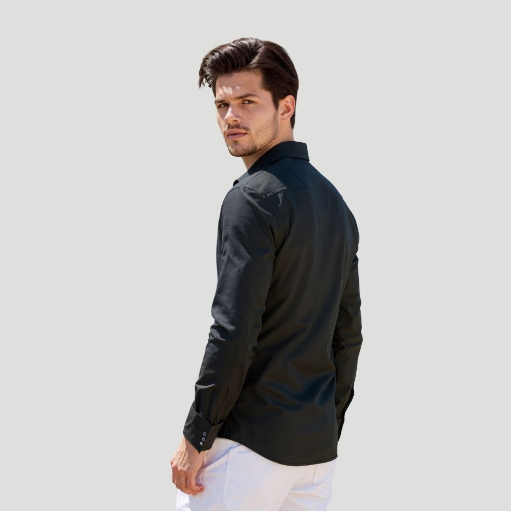 Mens Dress Shirt Solid Long Sleeve WrinkleMen Solid Colored Long Sleeve Shirt - Image 4