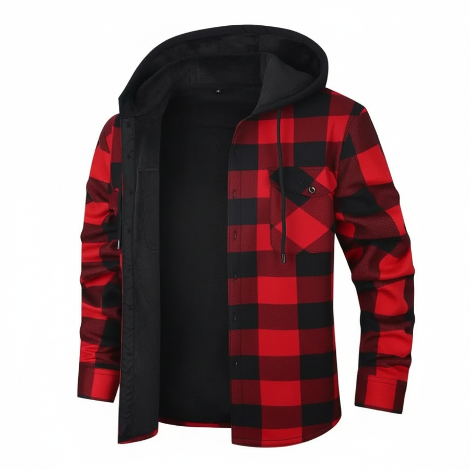 Thermal Flannel Plaid Winter Jacket With Pockets For Men