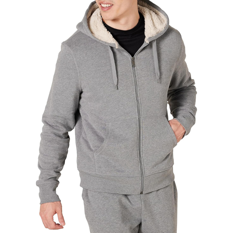 Hoodie For Men, Sherpa-Lined Full-Zip Fleece Sweatshirt