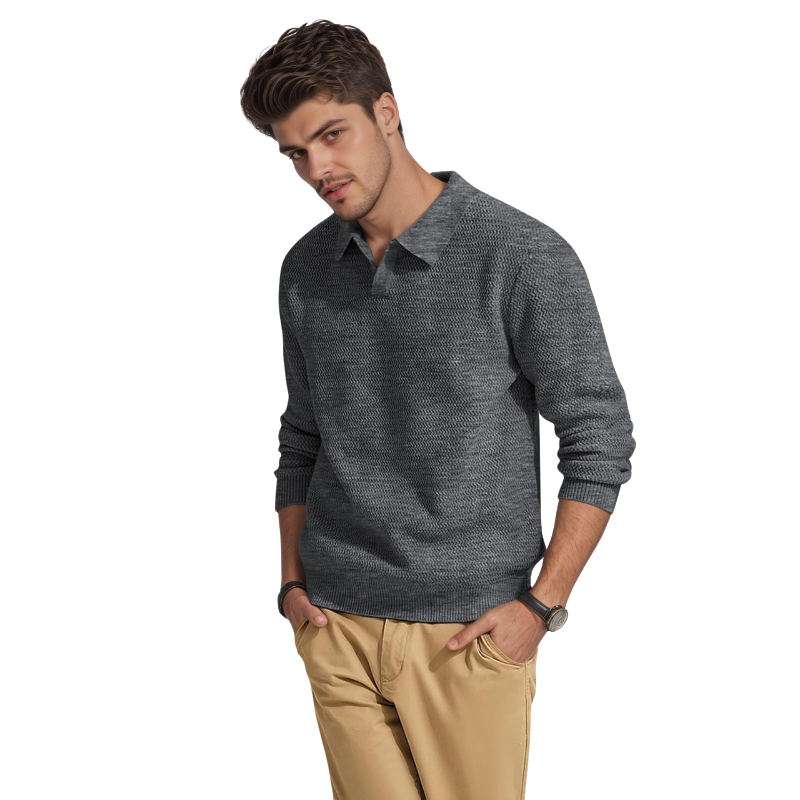 Textured V Style Long Sleeve Pullover