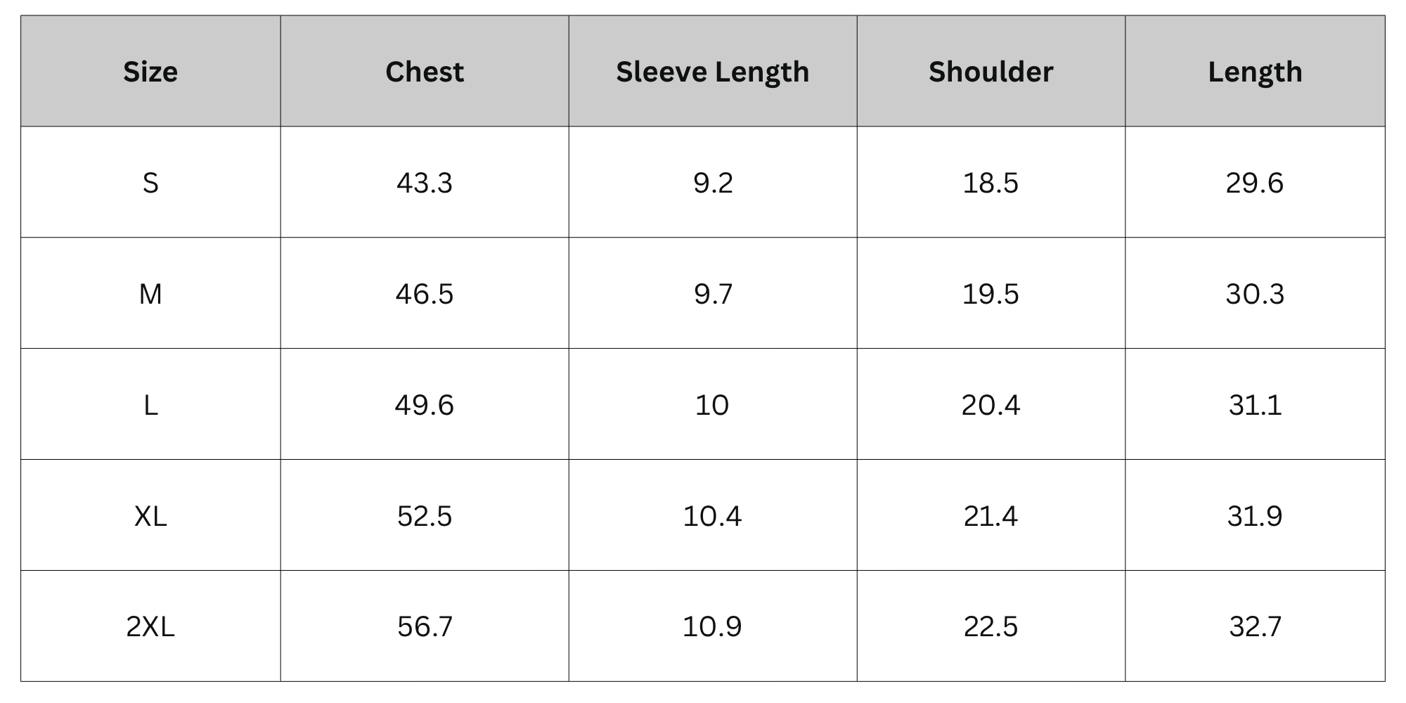 Size Chart