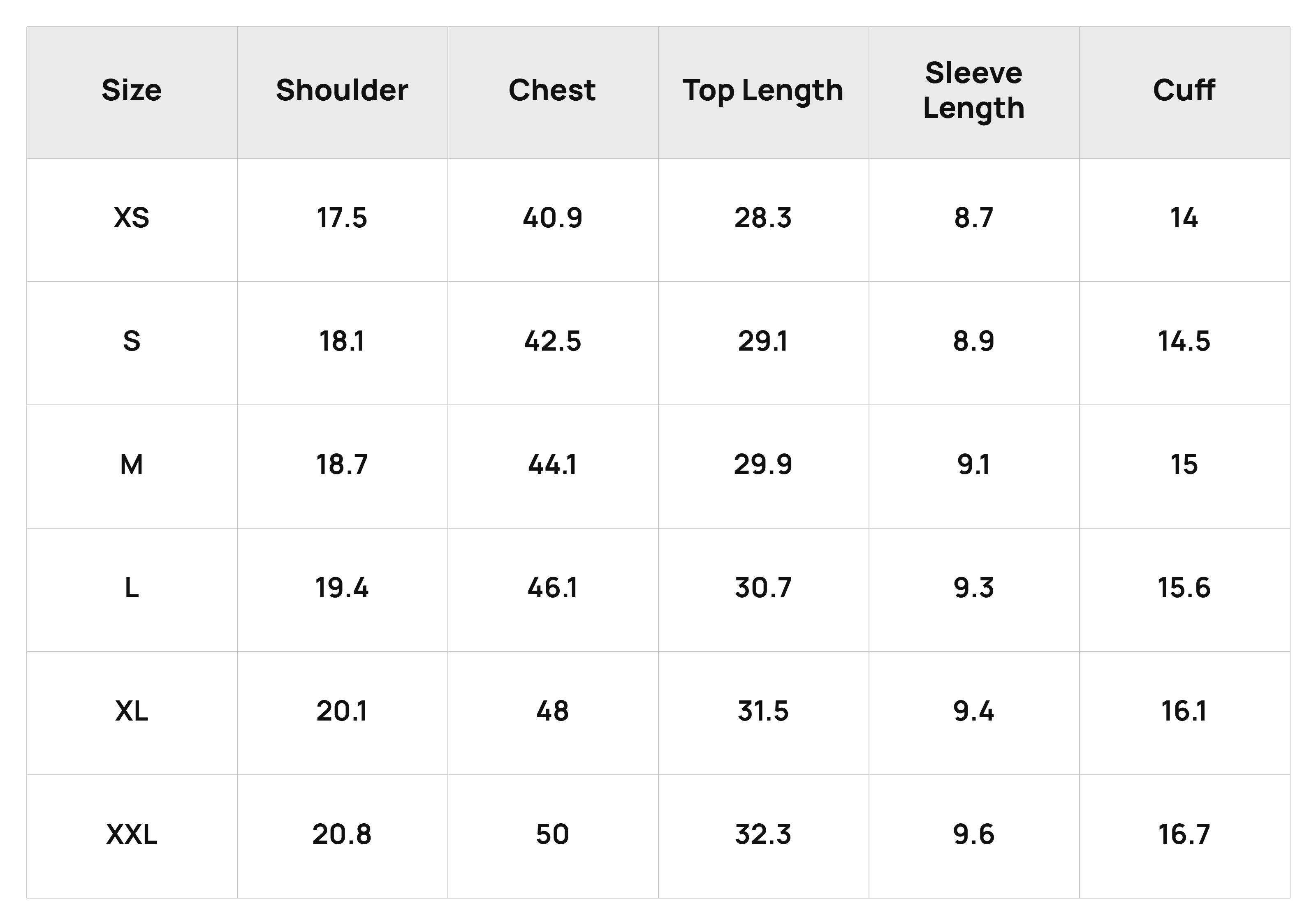 Size Chart