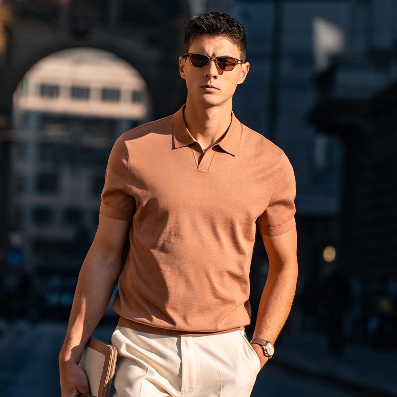 Casual Short Sleeve Knit Polo TShirt with Clean Classic Design for Men