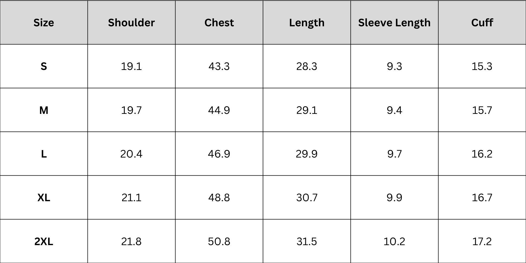 Size Chart