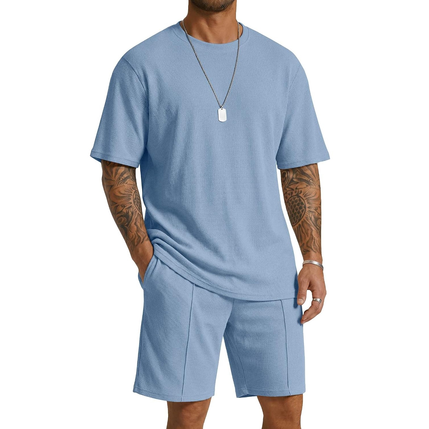 Casual Summer Shorts And Short Sleeve Tshirt Set For Men
