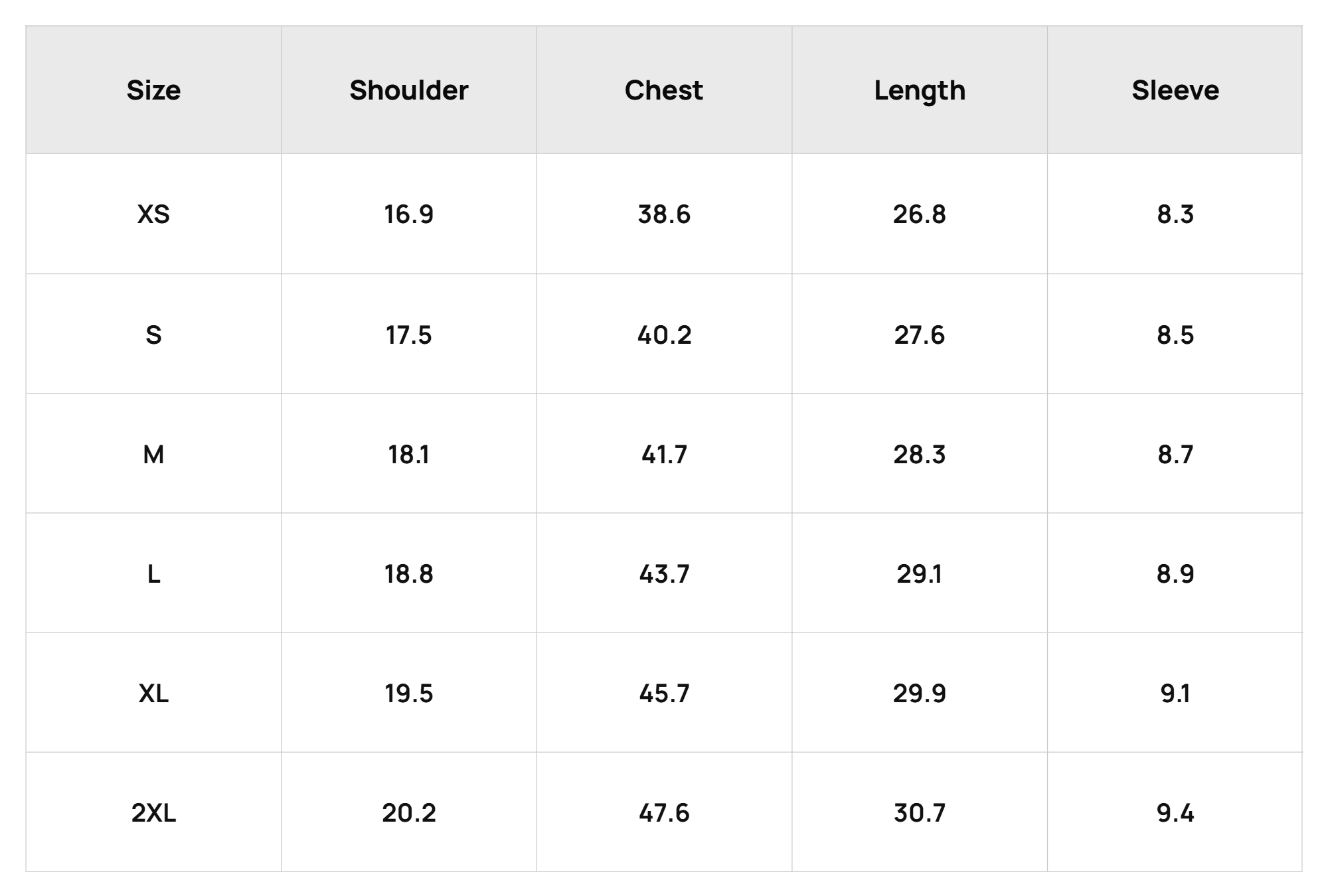 Size Chart
