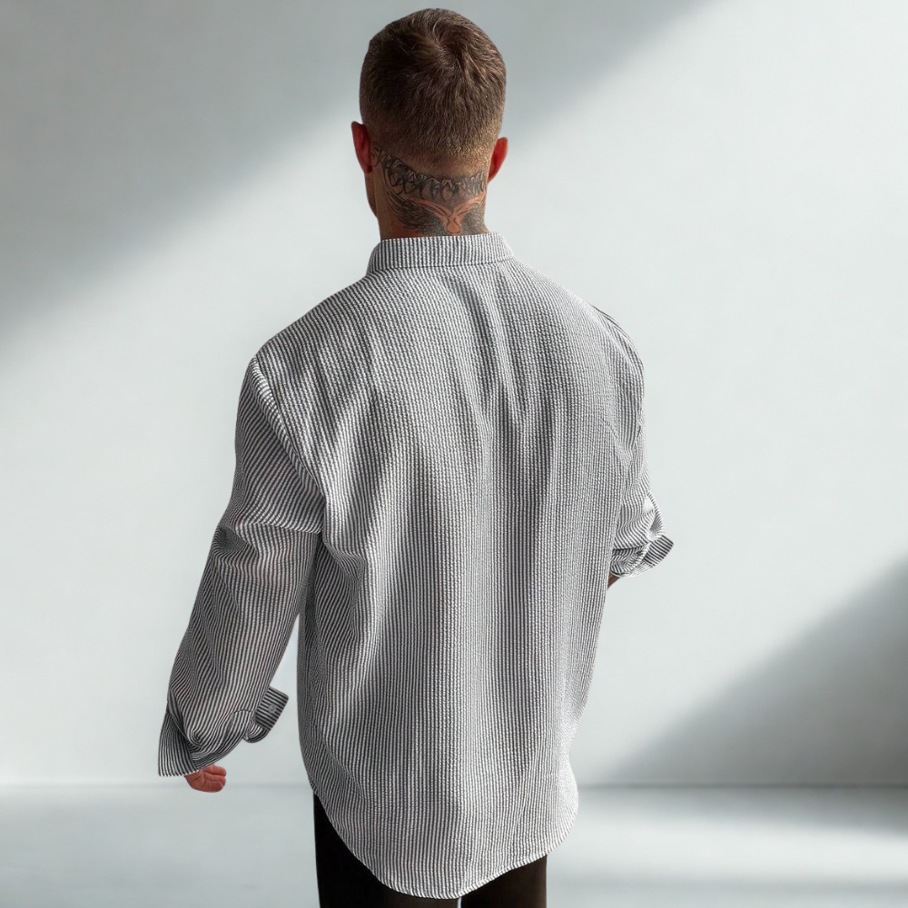 Placket Long Sleeve Vacation Shirt For Men