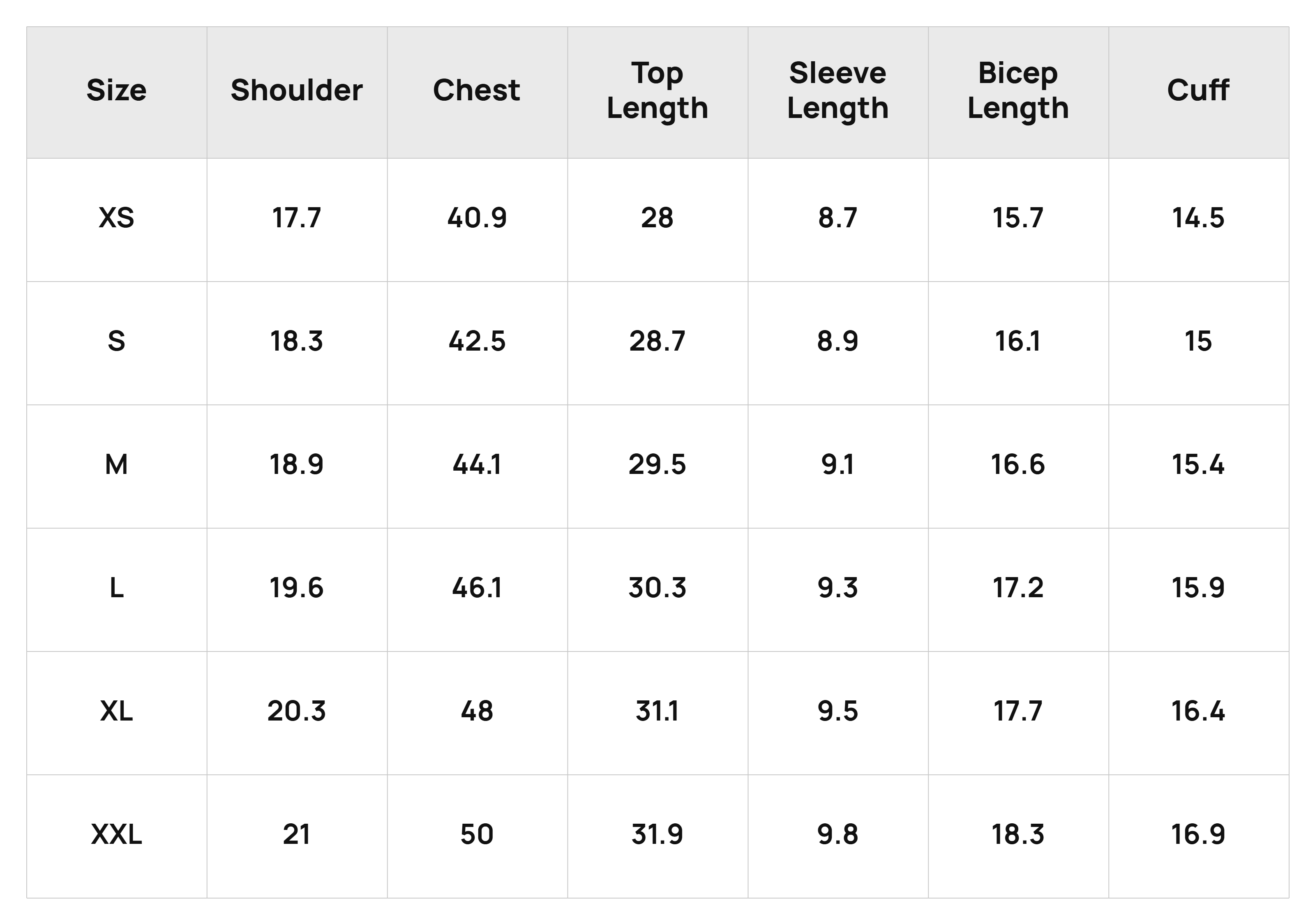 Size Chart