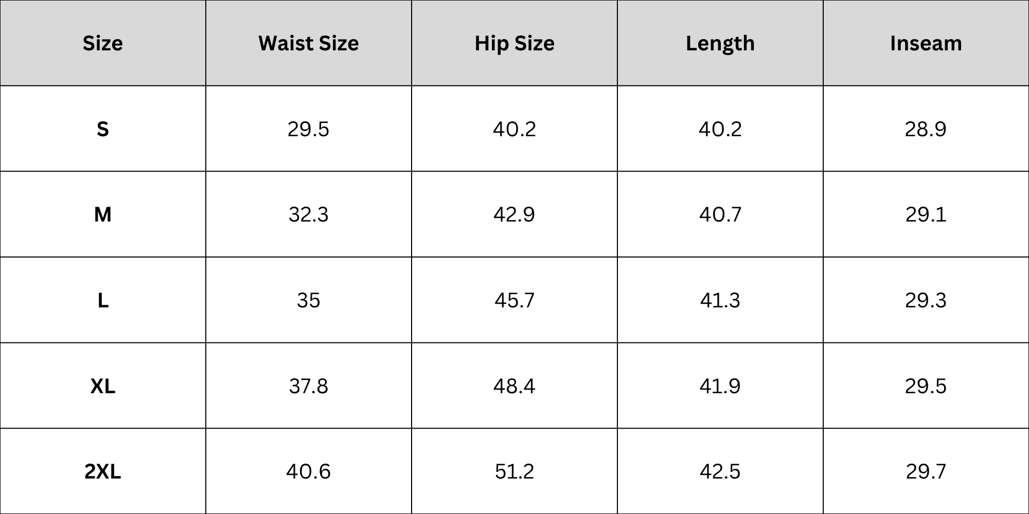 Size Chart
