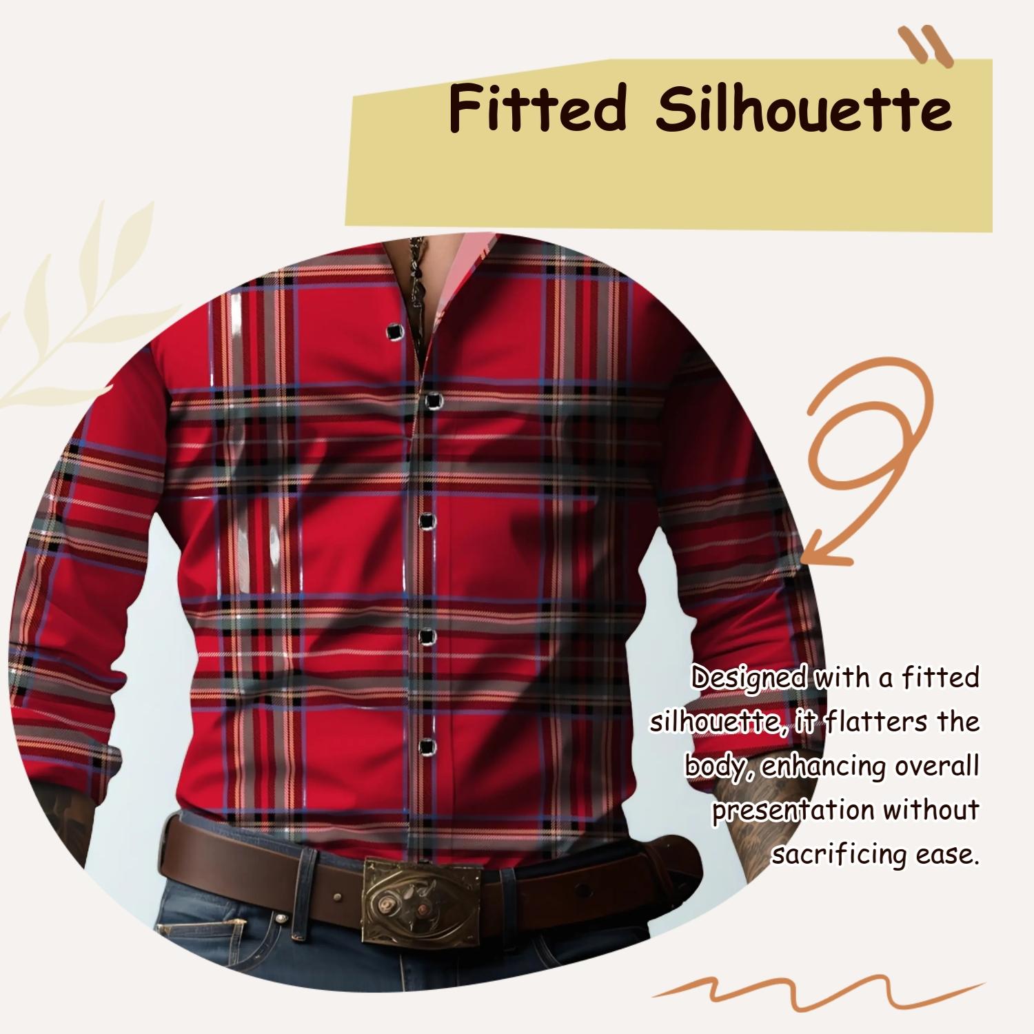 Men's Plaid Checkered Print Checked Button Closure Shirt, Casual Button Down, Regular Fit Fitted Casual Long Sleeve Collared Top for All Seasons, Men's Clothes for Daily Wear, Casual Style