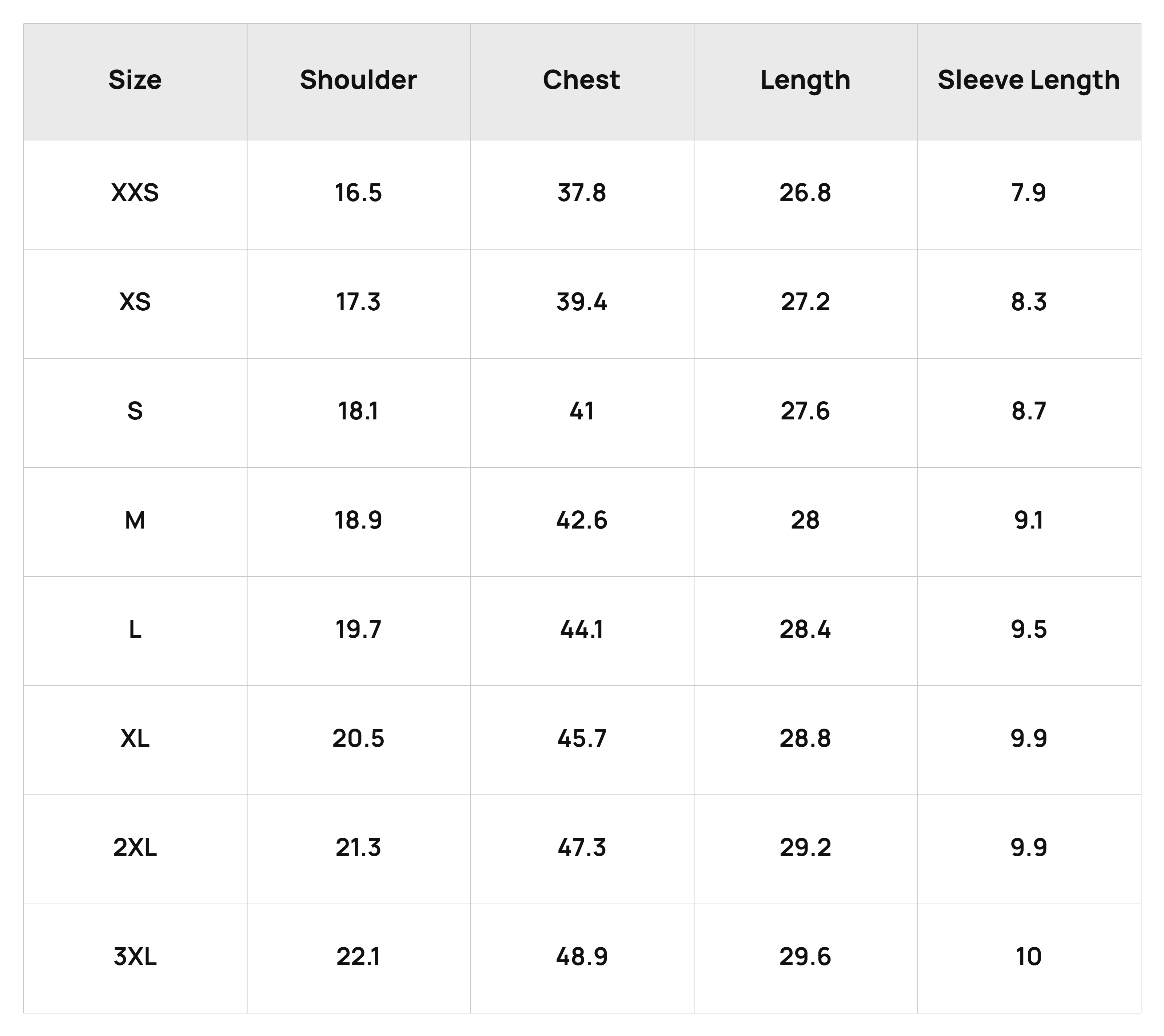 Size Chart