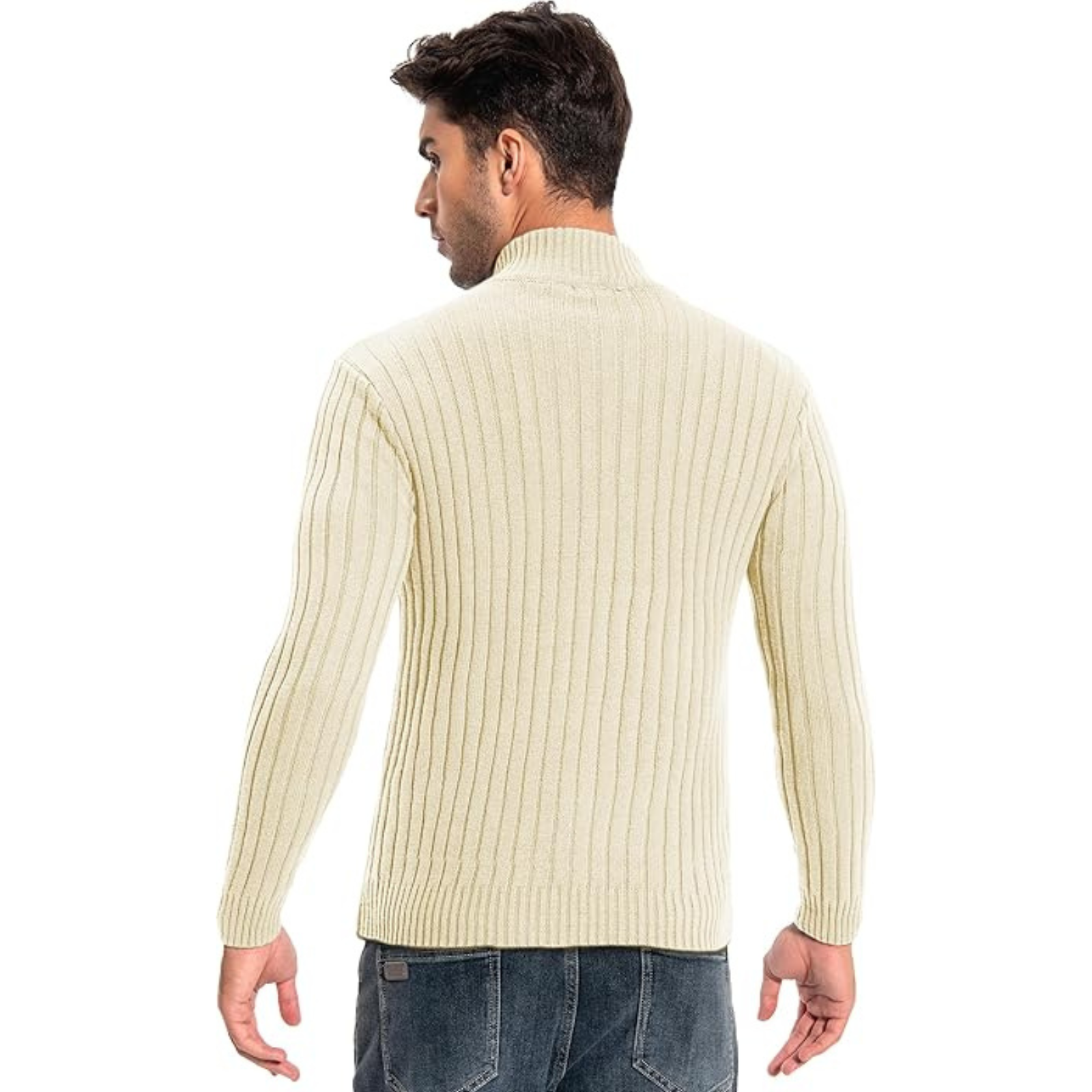 Full Zip Knit Cardigan Sweater With Stand Collar And Pockets