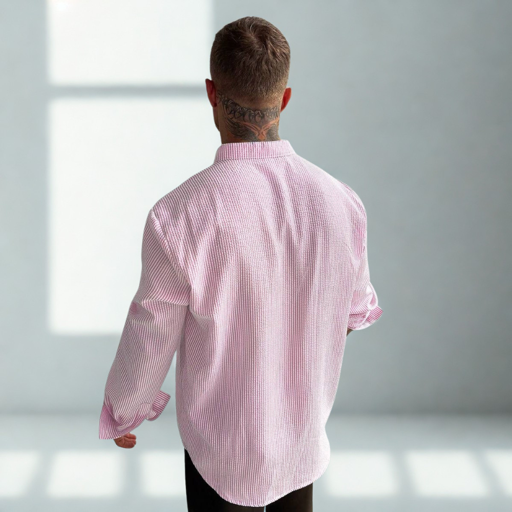 Placket Long Sleeve Vacation Shirt For Men