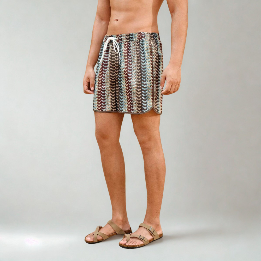 [Copy]1pc Men's Summer Beach Vacation Style Drawstring Waist 2 In 1 Beach Shorts