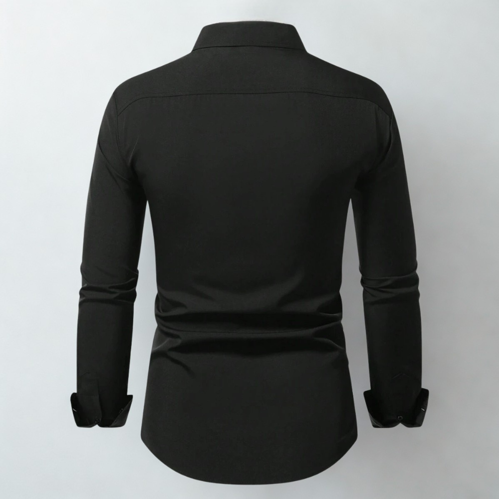 Front Button Long Sleeve Casual Shirt With Pocket For Men