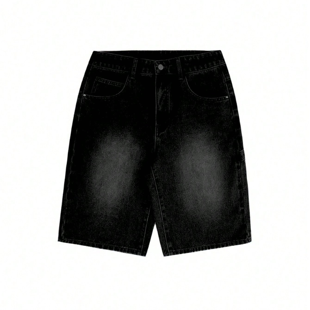 Emo Style Loose Fit Denim Bermuda Shorts For Men