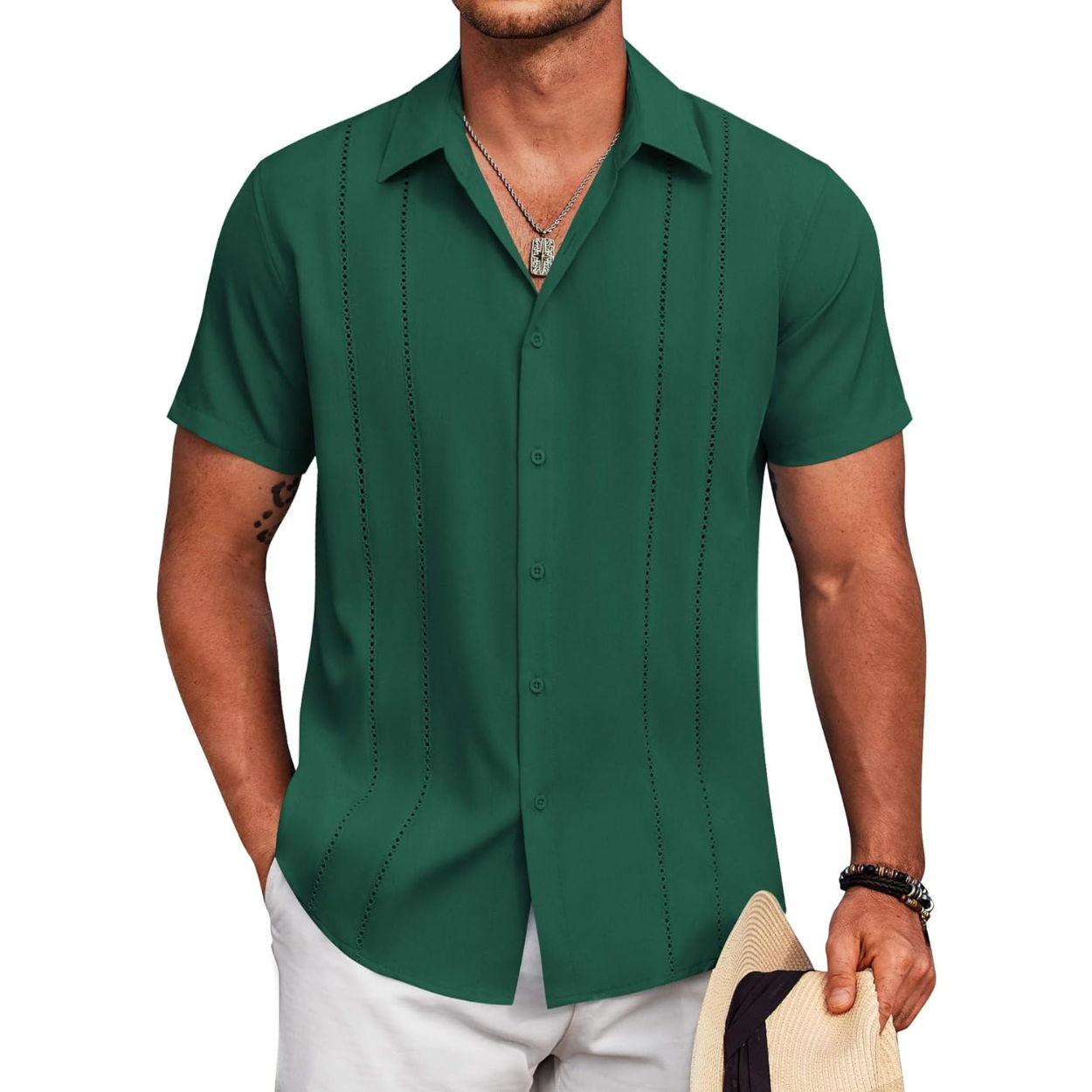 Summer Beach Guayabera Button Down Shirt