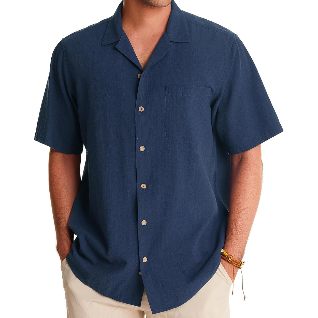 Casual Short Sleeve Hawaiian Button Down Shirt For Men