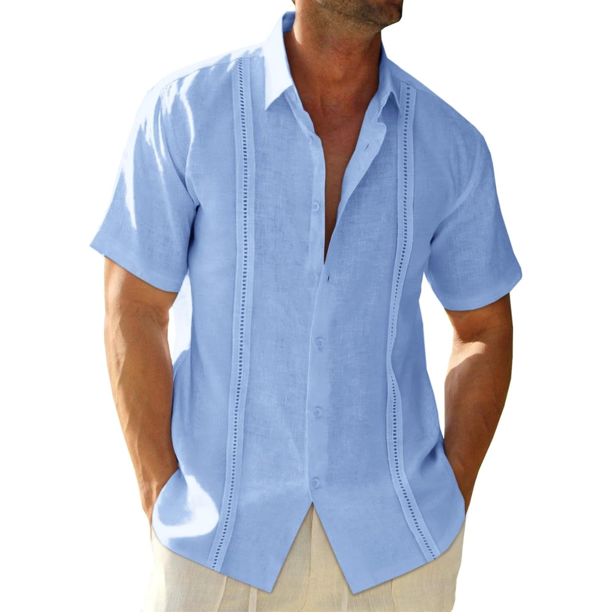 Casual Cuban Guayabera Short Sleeve Shirt For Men