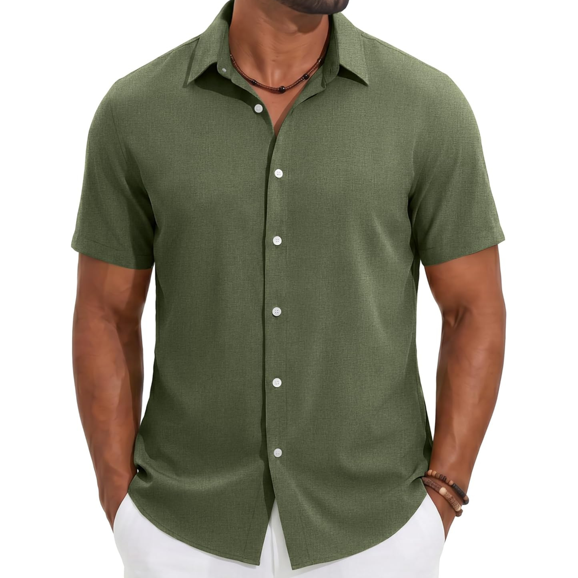 Casual Lightweight Linen Beach Button Down Summer Shirt
