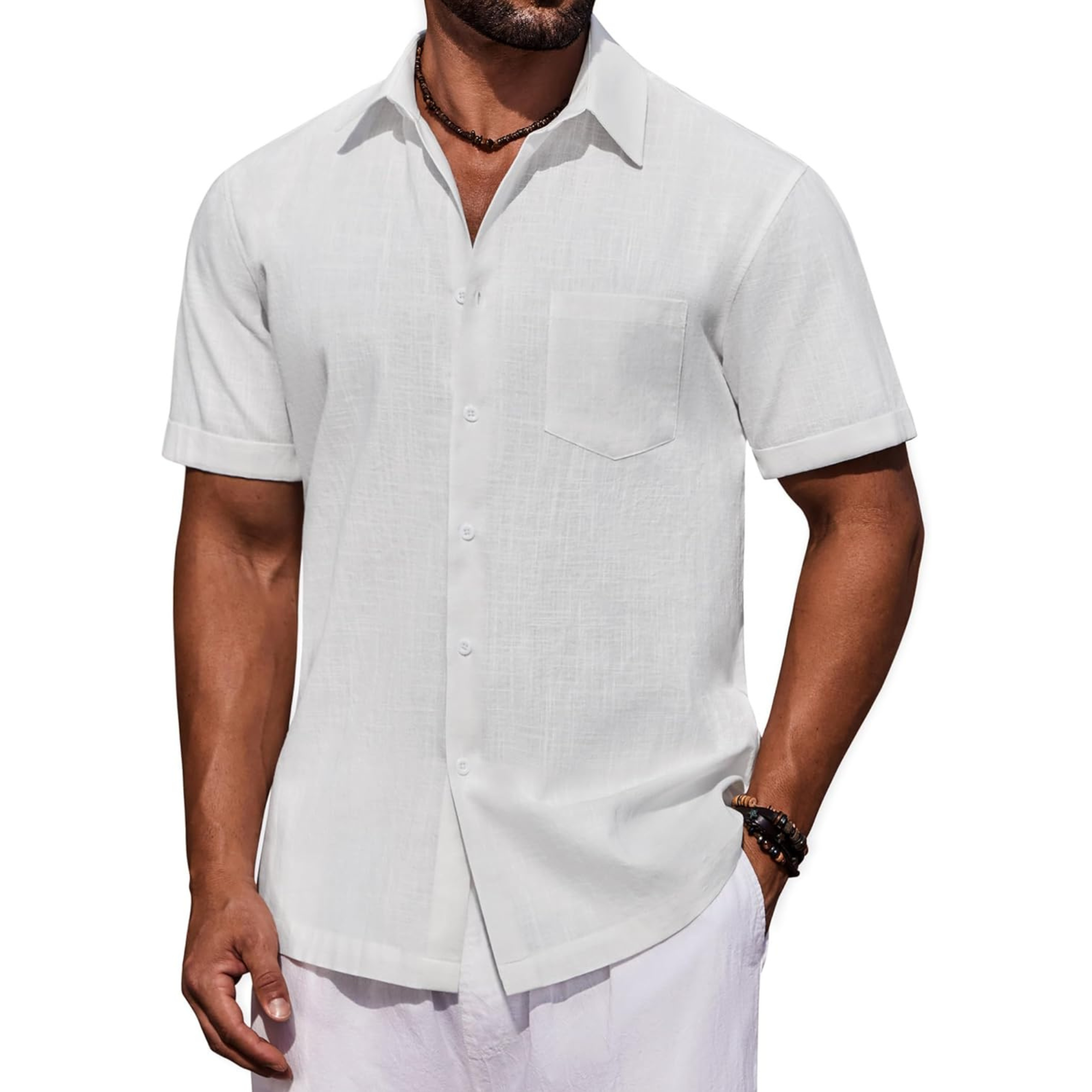Casual Cotton Linen Summer Beach Button Shirts