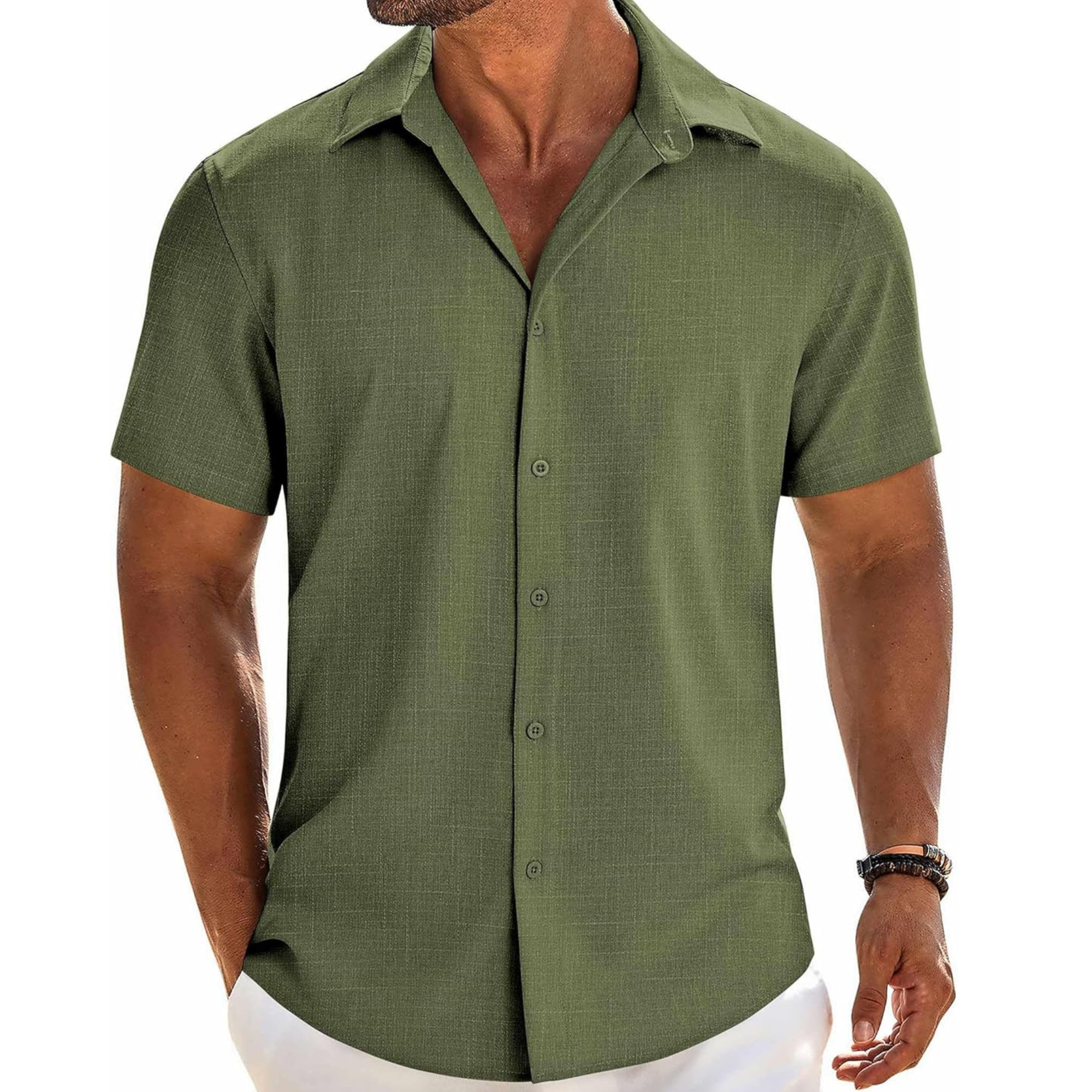 Casual Button Down Linen Summer Beach Shirt