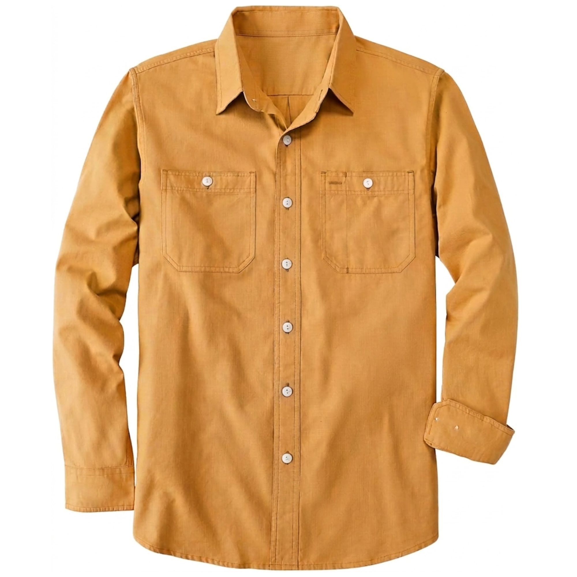 Cotton Chambray Button Up Work Shirt Regular Fit