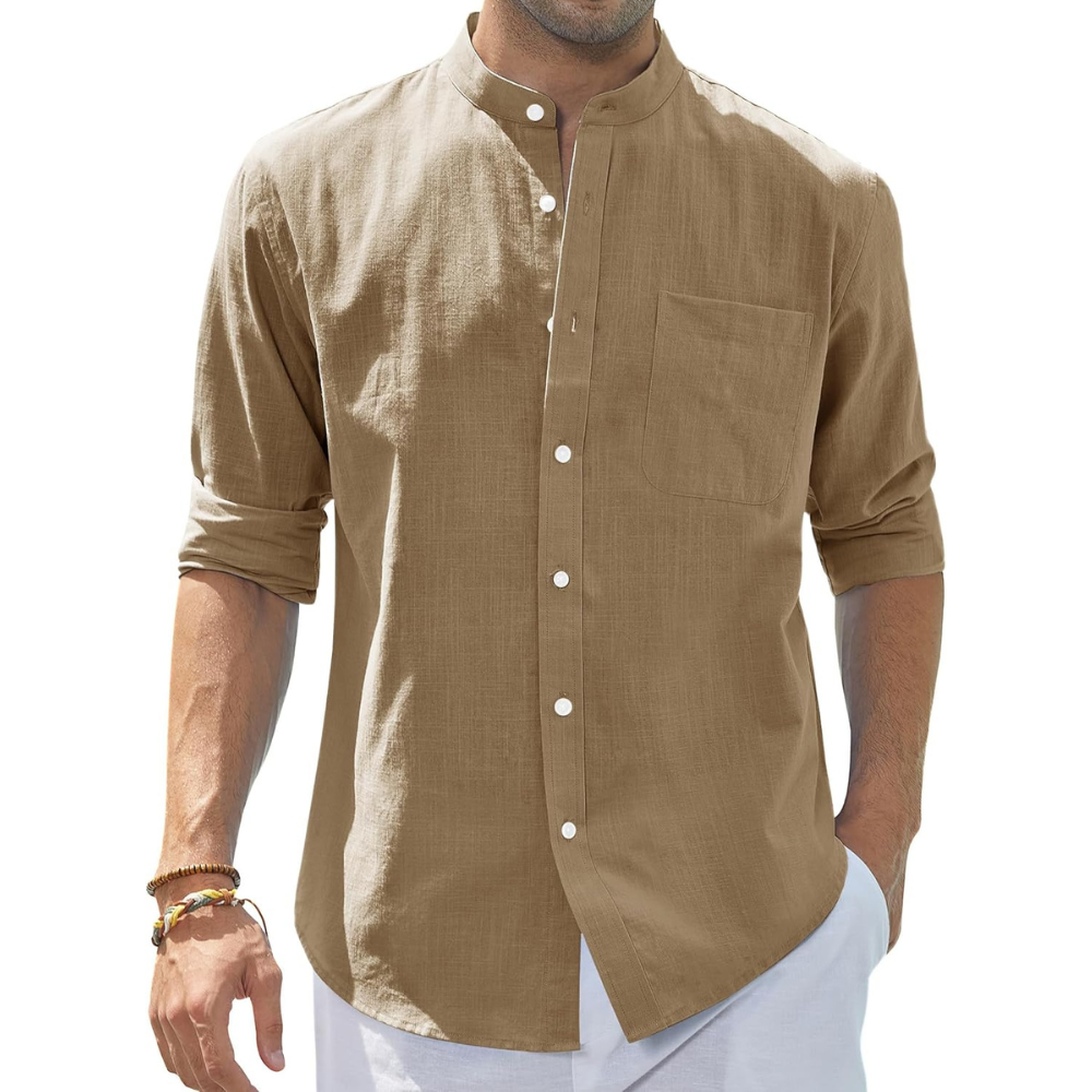 Casual Button Down Linen Shirt for Men