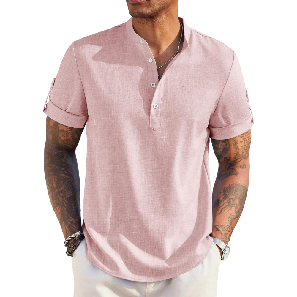 Casual Linen Henley Beach Hippie Summer Shirt