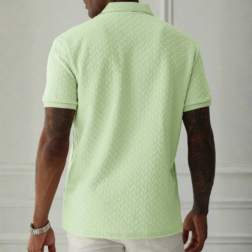 Textured Short Sleeve Polo Shirt For Men
