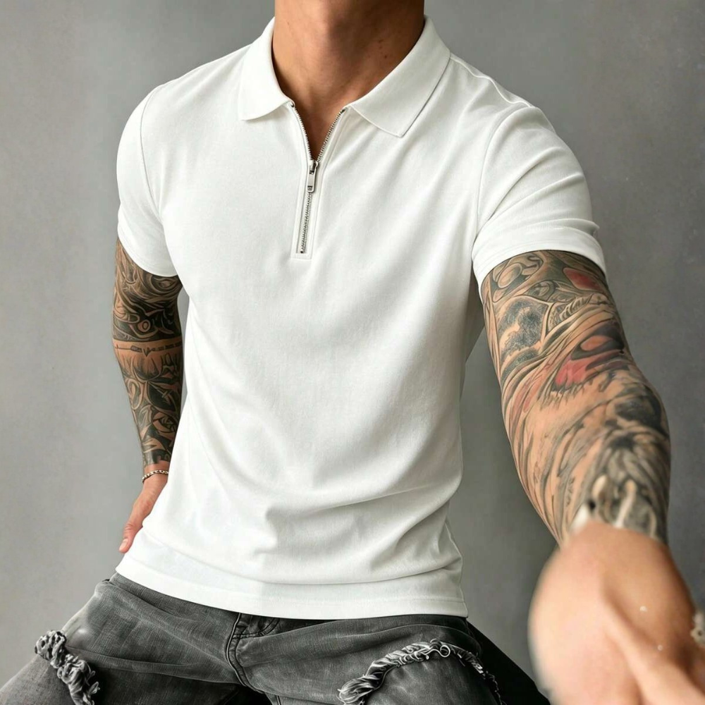 Half Placket Casual Commute Short Sleeve Polo Shirt