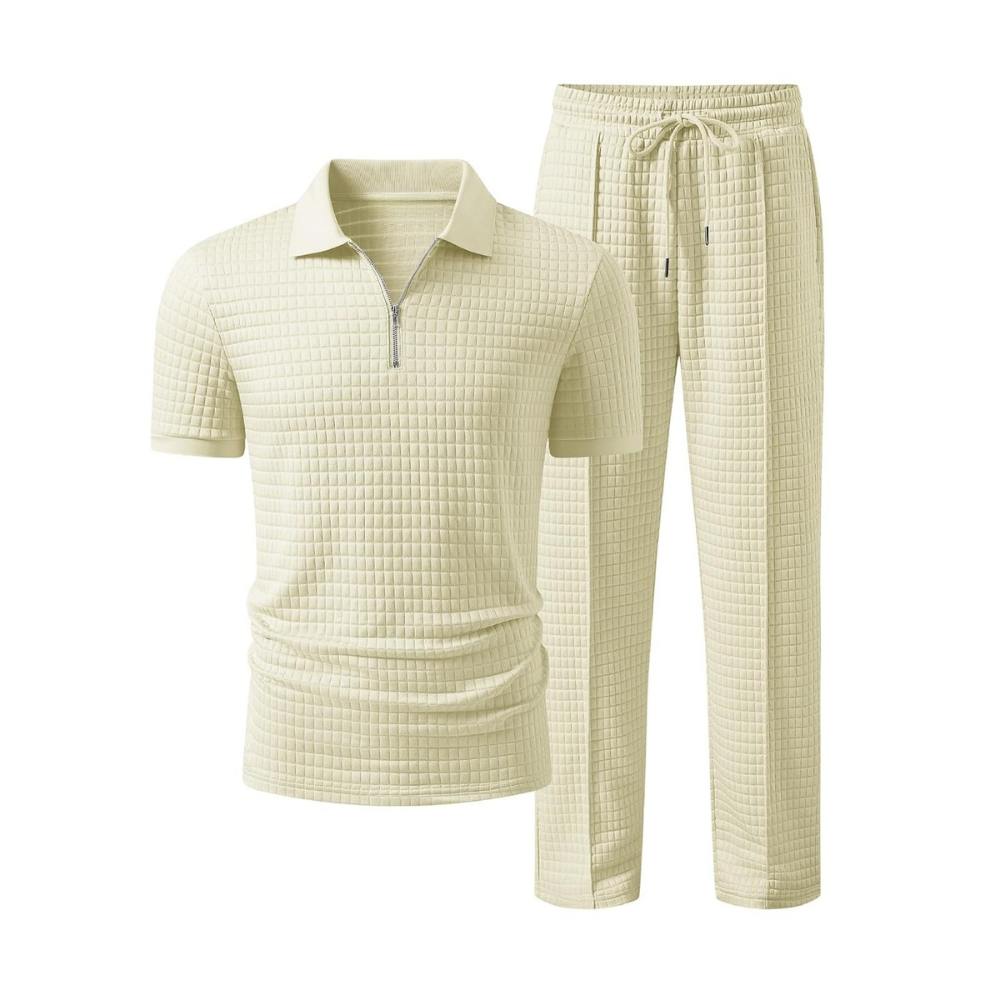 Casual Loungewear Pants Polo Tshirt Set For Men