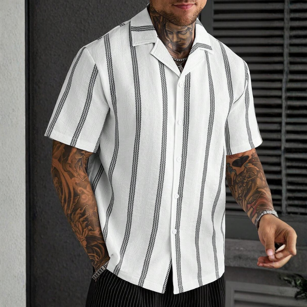 Casual Knit Jacquard Versatile Loose Shirt For Men